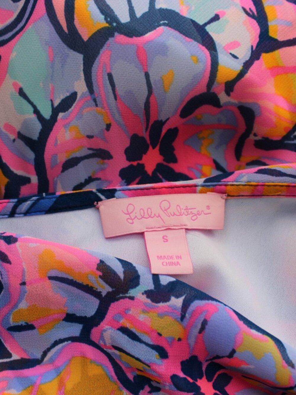 Lilly Pulitzer Marianna Wrap midi Dress Nauti Navy Boho Bateau Floral ruffle S - Picture 12 of 12